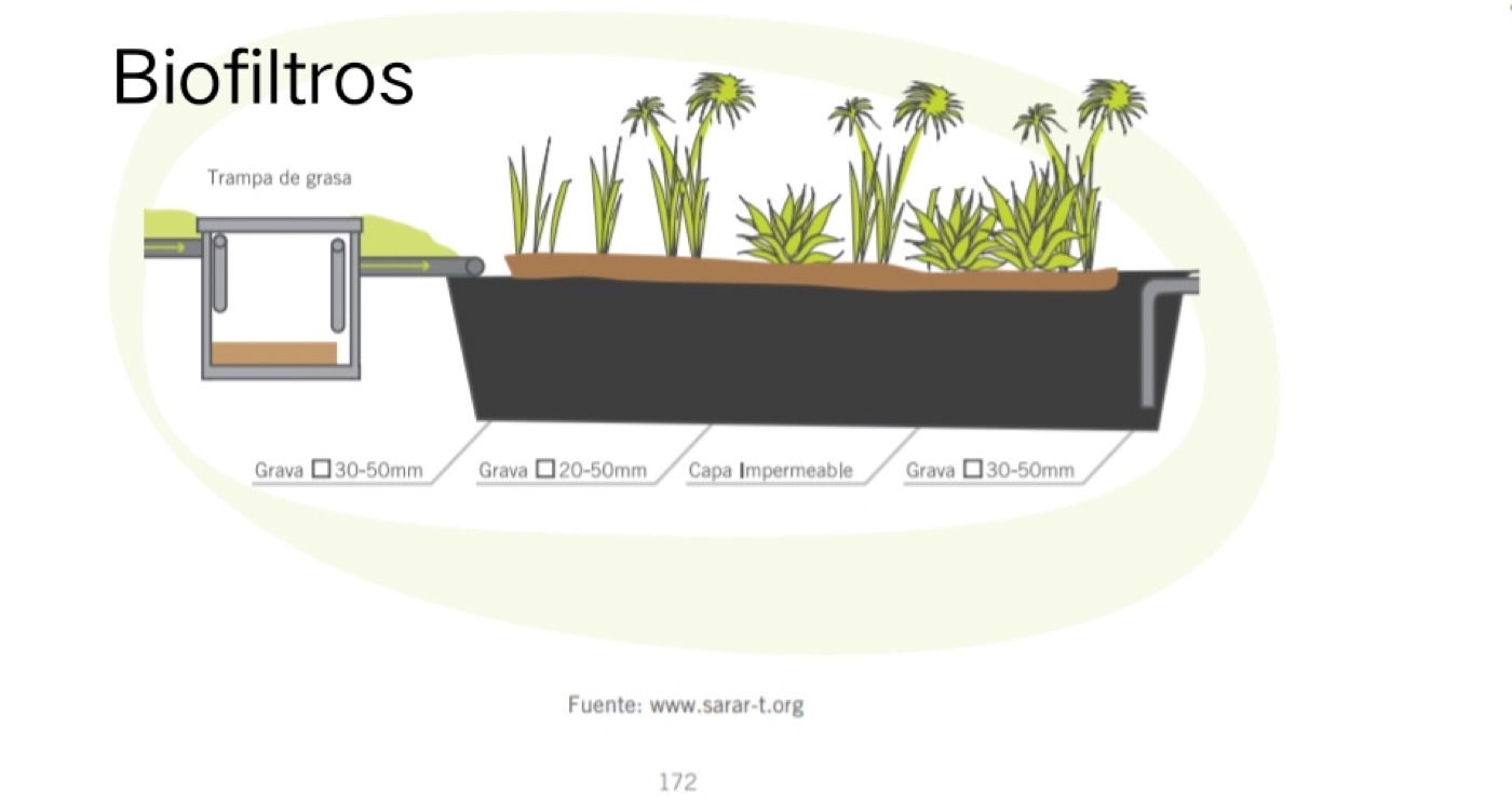 Esquema de biofiltro de aguas